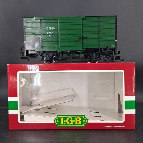 Lgb 4135s gauge green boxcar - green,