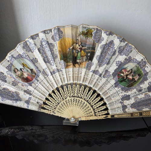 Eventail ancien romantique - ancien,