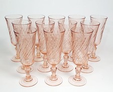 Lot 12 Verre Flûtes Coupe Champagne Rosaline Rose Luminarc Rétro Vintage Arcopal
