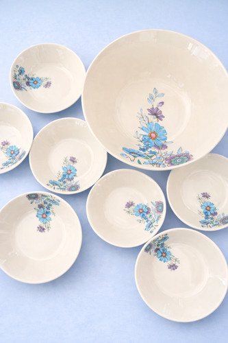 Service dessert fleurs vintage