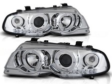 LED Angel Eyes Phares Pour BMW 3 Série E46 Coupé / Cabriolet 99-03 Chromé Set