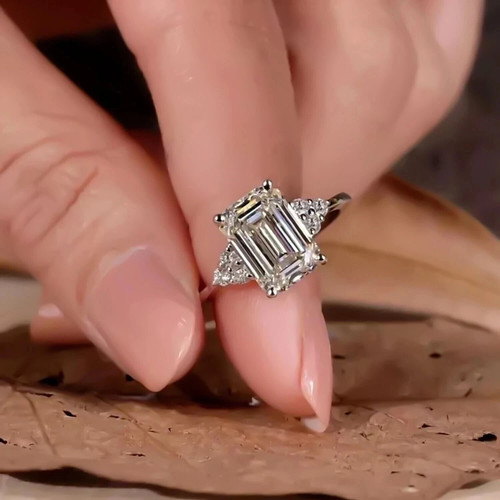 Bague solitaire diamant - , blanc