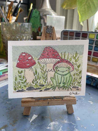Aceo mushroom garden frog - frog, with