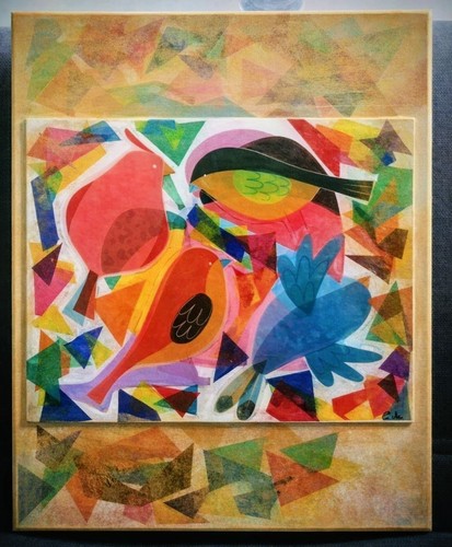 Toile moderne oiseaux - , colorés