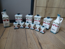 Série de pots à épices en céramique motif cerises (10 pots + huile et vinaigne)