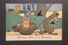 Carte postale Benjamin Rabier. Les deux Rats et le Renard