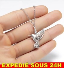 ✅ Collier Animal Sauvage Acier Inoxydable Colibris Pendentif Chaine Bijoux