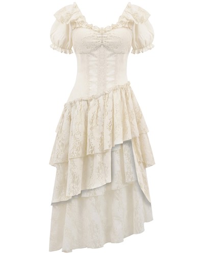 Robe asymétrique volants - robe, À