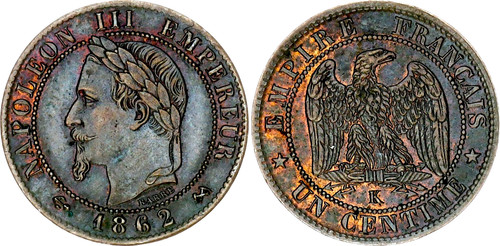Coin france centime 1862 k - 1,