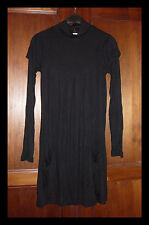 Belle/Mini Robe/Tunique/Noir/Col/Tissu Léger/Mode/Gothique/Rock, 38/40, Neuf  