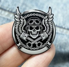 PIN'S BROCHE BADGE TETE DE MORT RACER BIKER MOTARD VESTE GILET METAL