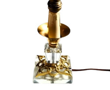 Pied de Lampe en cristal Biseauté DLG Jacques Adnet art deco lamp