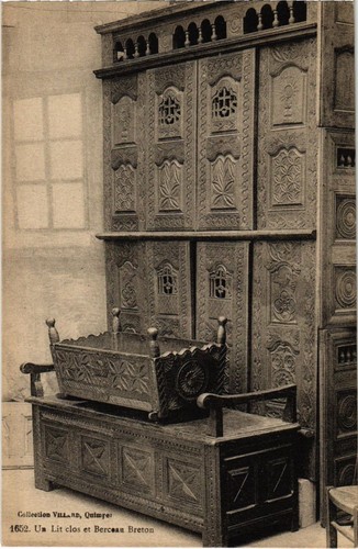 Cpa lit clos berceau - un,
