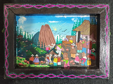 Tableau naïf équatorien / huile sur peau / anonyme / 18x13cm