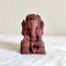 Antique Fait Lord Ganesha Figurine Statue en Bois Vieux de Collection WD522
