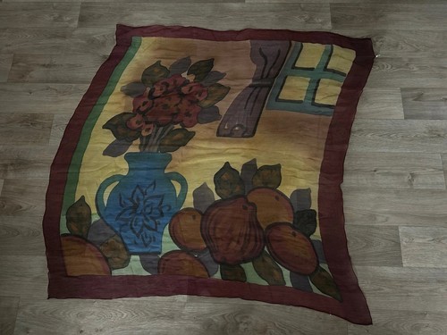 Grand foulard vintage peint - peint, À