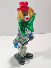 Verre Art Vintage De Murano Clown 27cm / 10,5in, Guitare, Chapeau Rouge /...