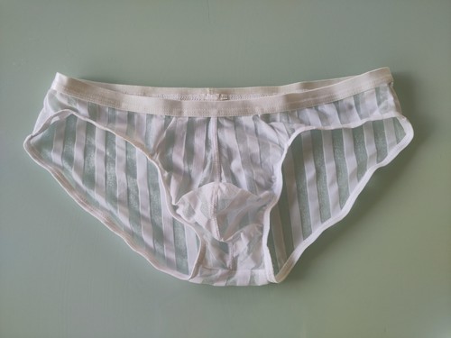 Slip blanc rayé transparent