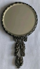 Miroir De Poche En Étain Objet Rétro Vintage Ancien Maquillage France