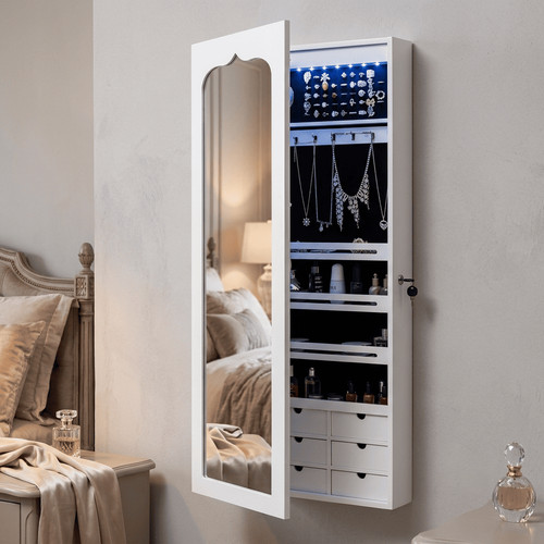 Led jewelry cabinet mirror - jewelry,