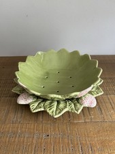 Plat Saladier Égouttoir à Fraise/Fruit en Barbotine - Portugal - Vintage