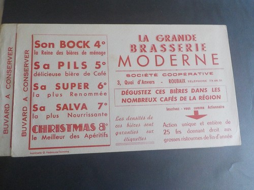 Buvard biere brasserie - brasserie, gbm