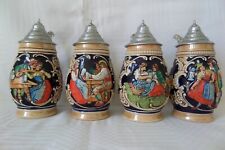 4 bocks à biere en grés Marzy et Rémy - 17,5 cl .