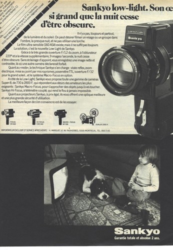 Publicite 1970 sankyo caméra - publicite,