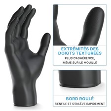 Gants Nitrile Taille M Gants Nitrile Noir 100 Pièces/Boîte Gants Noir Jetable fr