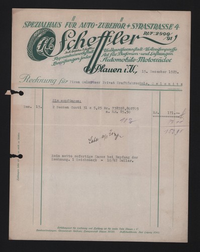Plauen invoice 1929 h - plauen,, 1929,