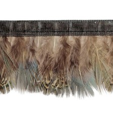 Plumes amande de faisan commun bleutées - Frange 50 cm