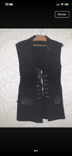 Gilet femme noir long - gilet,