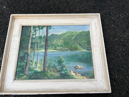 Tableau paysage lac et - tableau,