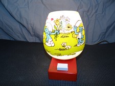 Authentique lampe de chevet Schtroumpfs - Belokapi - Peyo Verre Sérigraphié 1984