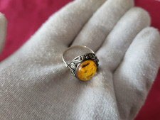 BAGUE ARGENT & AMBRE - POINCON 925 - DIAMETRE 19,2 MM - BIJOUX BRACELET COLLIER