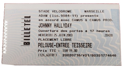 Ticket billet concert johnny - ticket,
