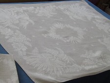 10 serviettes de table en damas de  fil de lin , pas de monogramme, anciennes