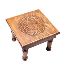 Mini Table d'appoint en bois Fleur de vie