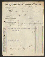 DIJON (21) ATELIER de CONSTRUCTION "POINCONNEUSES CISAILLES VERNET" en 1938