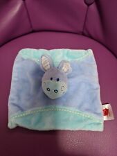 Doudou Plat/Mouchoir Âne/Cheval Bleu Blanc Rayé Bandana Jaune - Tex Baby