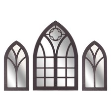  3 Pcs Faux Miroir De Fenêtre Style Église Mural Miroirs Muraux Vitre