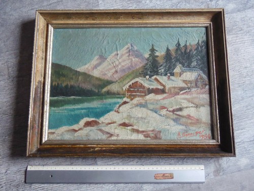Tableau paysage enneige - paysage, chalet