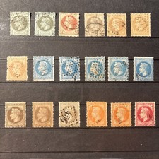 Timbres France Napoléon Lauré, obl. types et nuances