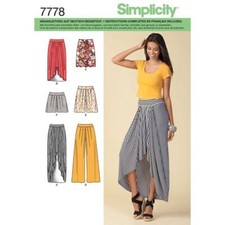 7778  PATRON SIMPLICITY 6 CREATIONS JUPE SHORT BERMUDA PANTALON LARGE T 34 AU 52