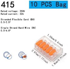 Lot 10 Bornes de connexion électriques 5 entrées à levier