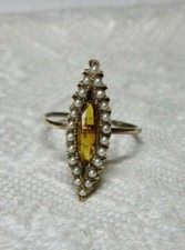Citrine Perle Bague Marquise