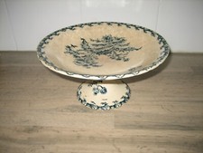 Ancien compotier coupe à fruits faience GIEN Chardons bleu