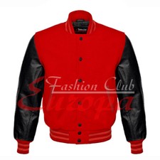New American Beautiful Varsity College jacket with Black Real Leather Sleeves