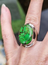Bague en argent turquoise T 53