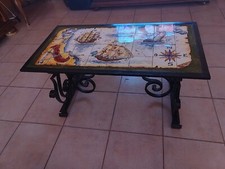 Table Basse Fer Forgé Et Mosaïque Ancienne